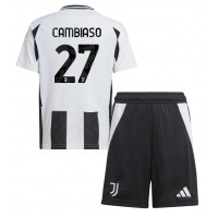 Fotbalové Dres Juventus Andrea Cambiaso #27 Dětské Domácí 2024-25 Krátký Rukáv (+ trenýrky)